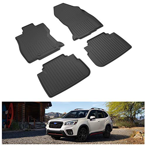 KIWI MASTER Floor Mats Compatible for 2019-2021 Subaru Forester Accessories All Weather Mat Front & 2nd 2 Row Seat TPE Slush Liners Black J501SSJ030