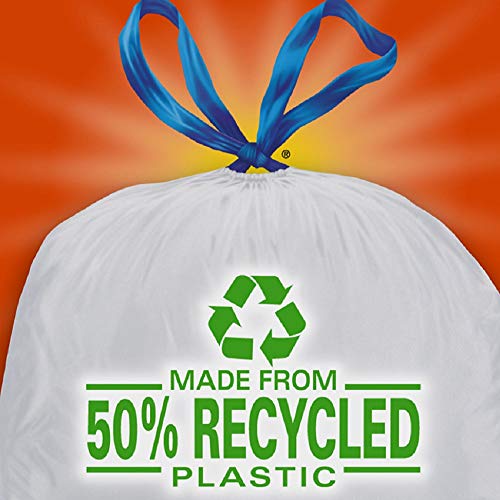 Hefty Renew Tall Kitchen Trash Bags, White, Unscented, 13 Gallon, 40 Count #TOP2