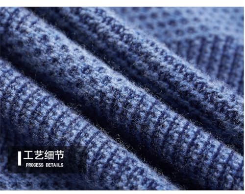 Men's Wool Semi-High Collar Seats with Textured Stripes for Business Double Thick Knitted Sweater3