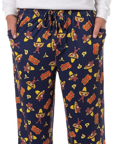 Curious George Men's Yellow Hat Sleep Tossed Print Pajama Pants for Adults3