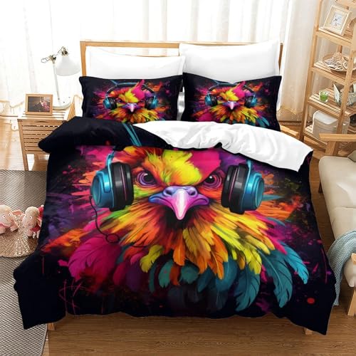 Housse de couette poulet microfibre 3D parure lit durable