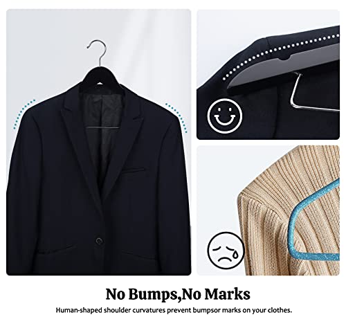 Houísm Wooden Suit Hangers Skirt Hangers With Clips, 16Pack Solid Wood Pants Hangers With Heavy-Duty Clips, Premium Smooth Finish Black Wooden Hangers For Clothes Coat, Jeans, Blouse #TOP5