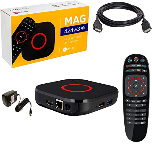 Mag 424 W3 4K 2160P HEVC Support, 600Mbps Built-in Dual Band 2.4G/5G WiFi, Bluetooth, HDMI Cable, 1 GB RAM & 8 GB Flash (Much Faster Than Old Mag 322w1 and 324W2)