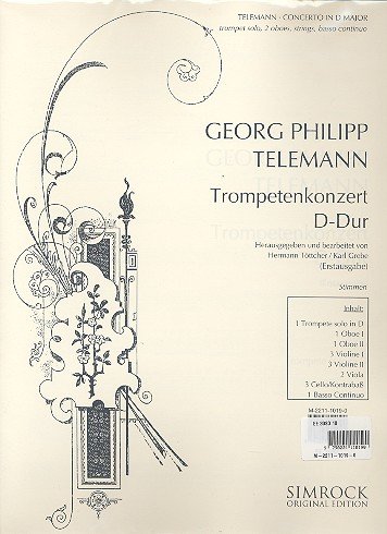 Trumpet Concerto D Major partition orchestre avec trompette et basso continuo
