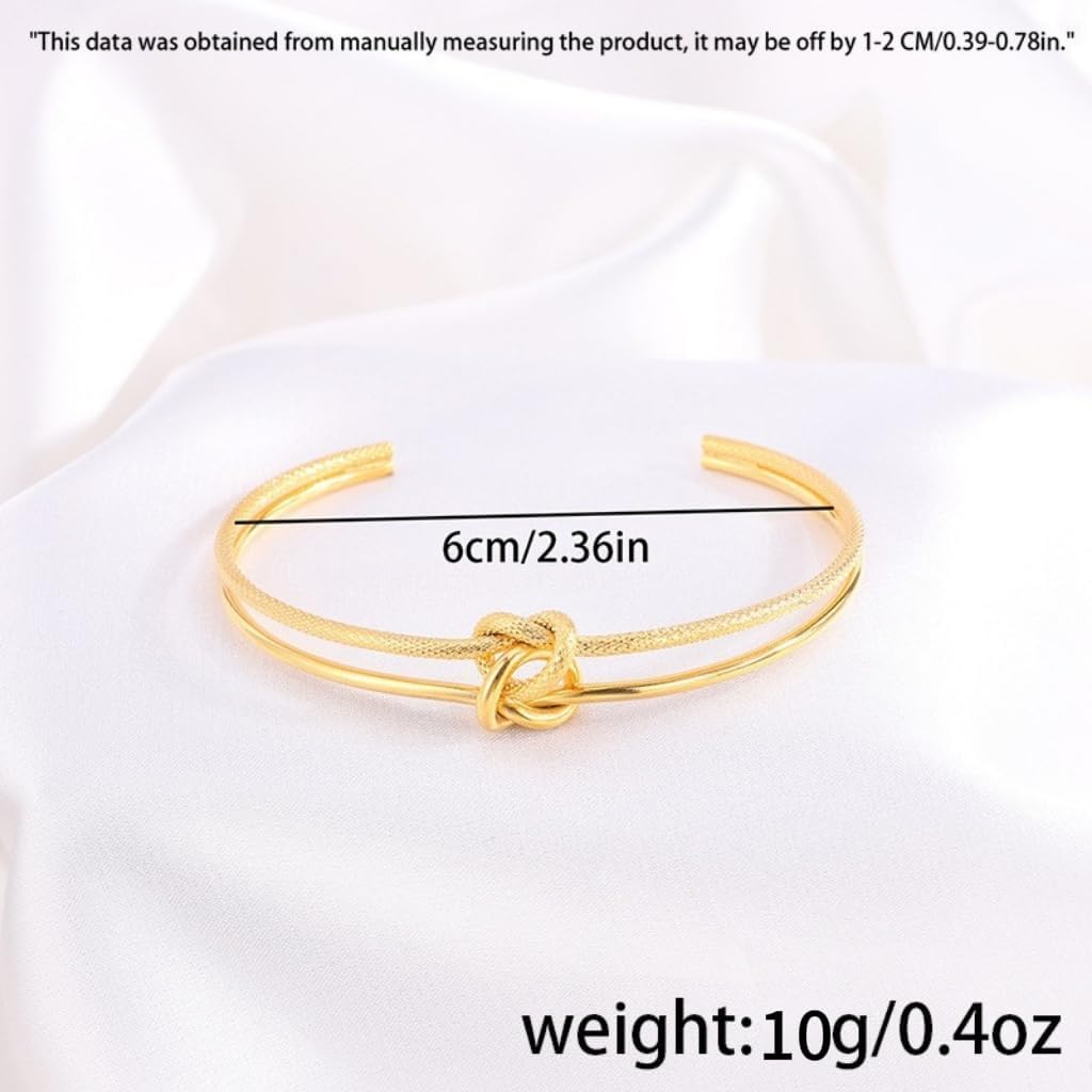 Gold Knot Cuff Bracelets for Women,Adjustable Rope Stack Non Tarnish Statement Forever Friendship Minimalist Trendy Bracelet Jewelry Gifts for Women - Image 4