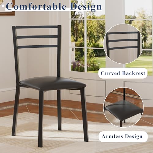 Image of VECELO Small Round Kitchen Table with 2 Upholstered Chairs, 3-Piece Wood Dinette Sets with Steel Frame for Breakfast Nook, Dining Room, and Small Space, Brown