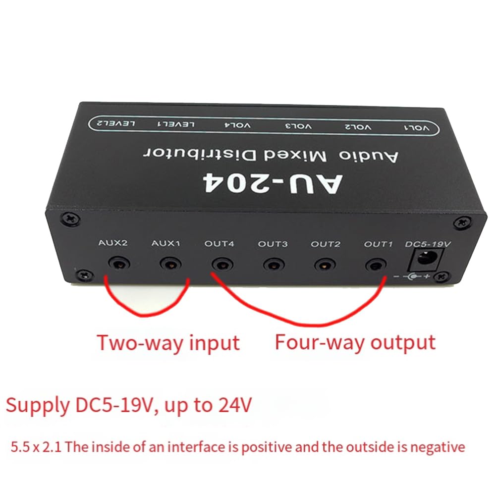 Au-204 Stereo Audio Mixer Distributor Selector Switcher 2 Input 4 Output 35mm Individually Controls Headphones Amplifier I243253921