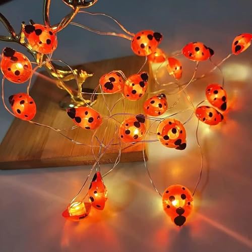 Sunshine Smile Marienkäfer Lichterkette - 2M 20LED Leuchtende Käfer Leuchte - Wasserdicht Deko für Garten, Blume, Terrasse, Weihnachten, Hochzeiten, Partys