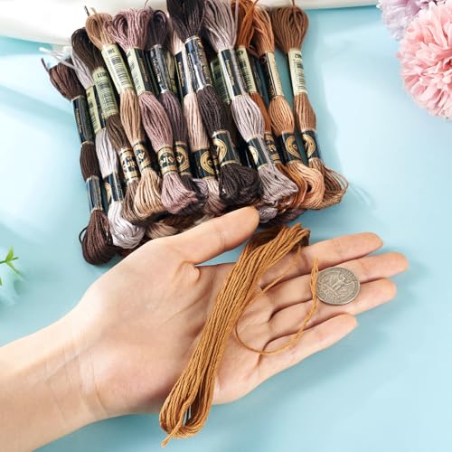 Image of FASHEWELRY 210 Yards Crewel Cross Stitch Floss Mixed Color 1mm Polyester Embroidery Floss Thread Embroidery Thread Bulk for Jewelry Making Bracelet Knitting Stitch Supply