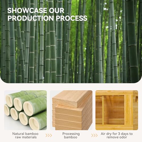 Yofidra Bamboo Utensil Holder & Silverware Organizer: Extra Large Cooking Holder with Absorbing Drying Stone and 6 Compartments Kitchen Countertop Storage Farmhouse Decor Accessories 11.8"X4.7"X5.9" - image 4