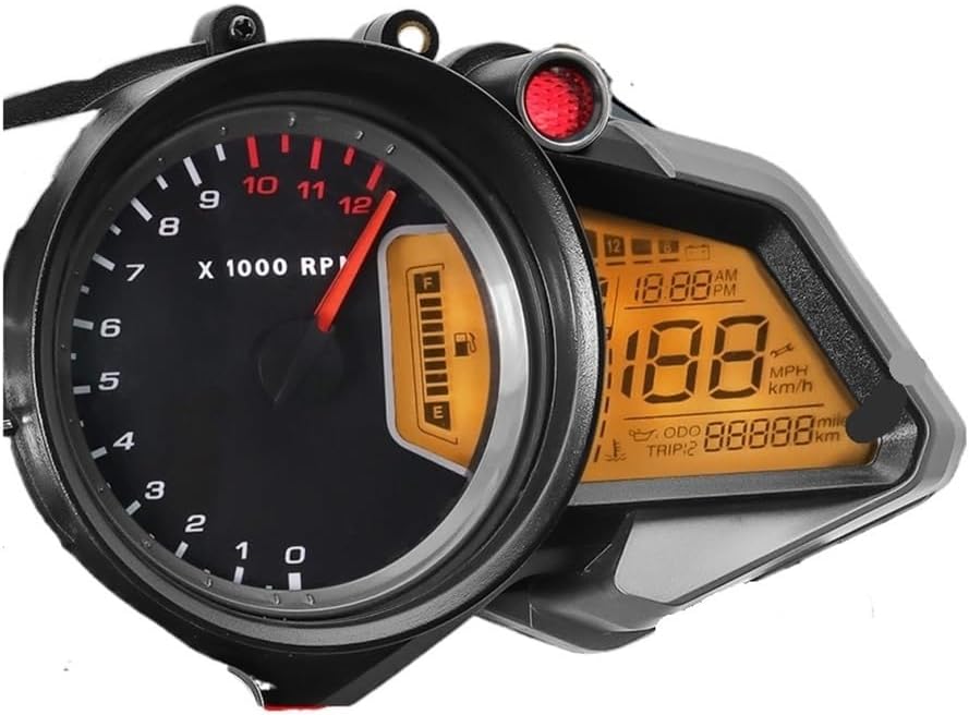 Motorcycle Speedometer for Ba&jaj 200NS 12V Motorcycle Dash Board Tachometer Tach Display Meter 12000RPM Tachometer Dual Odometer Tachometer