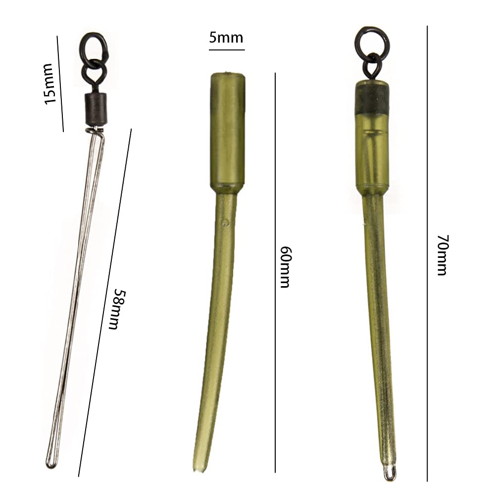 Kit De 10 Accessoires Pêche Carpe Croch - 4 Tailles Avec émerillons - Pour Eaux Fluides Et Camouflage
