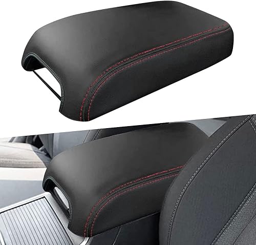 sportuli Funda de cuero antiarañazos para reposabrazos de repuesto para Dodge Charger Chrysler 300 300C 2011-2022 2023 (costuras rojas)
