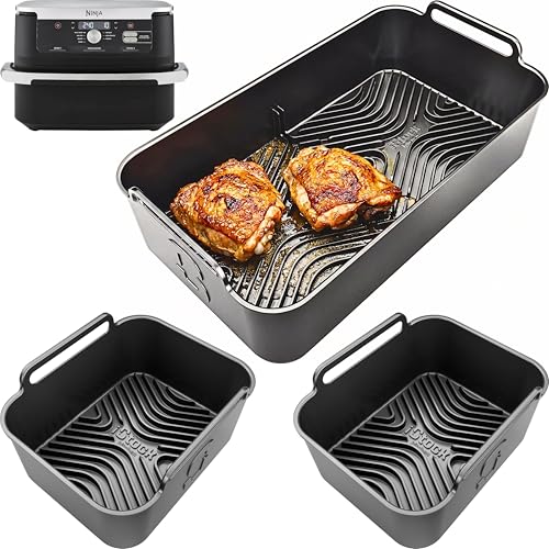 Airflow Pro Ninja AF500UK Silicone Liners | 3-Piece Cooking System: 1 XL Liner + 2 Silicone Liners | FlexDrawer 10.4L | 3mm Thick 15mm Ridges for Crisp Airflow | by iStock Kitchen