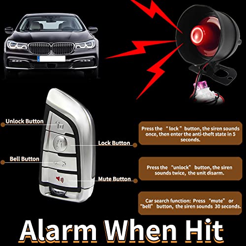 Chadwick Car Horn Siren Alarm,Universal Car Alarm Security Protection System With 2 Remote Controls,7-Level Sensitivity,12V,Anti-Theft Device,No Thread Trimmin,Non-Destructive Installation (Cw-8131) #TOP2
