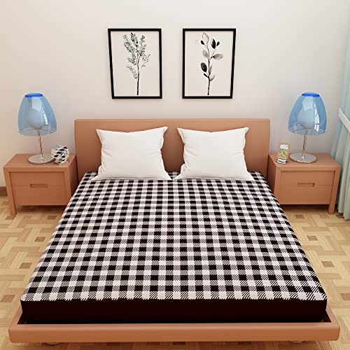 Image of DREAM CARE Waterproof Fitted Terry Cloth Printed Mattress Protector for Single Bed with Elastic Strap - 72 inchx42 inch, Dark Coffee