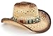 Pro Celia Straw Cowboy Hat for Women and Men, Western Cattleman Style, Wide Shapeable Brim (US, Alpha, One Size, Beige-Blue Stone)