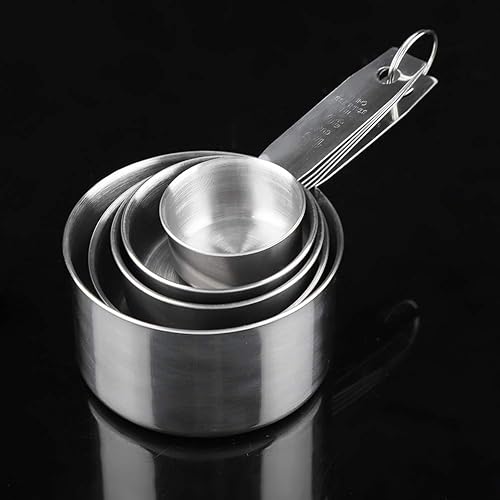 Miniatura 2 de Vasos medidores, 5 unidades, acero inoxidable, juego de medición de cocina sin olor, fácil de almacenar, apilables, tazas medidoras para cocinar