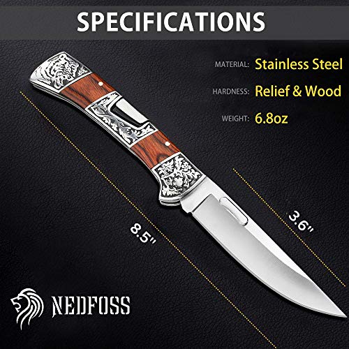Nedfoss Folding Pocket Knife For Men, Temperament Gentleman's Knife With Back Lock And Pocket Clip, Elegent Cool Knives Collection Gift For All #TOP4