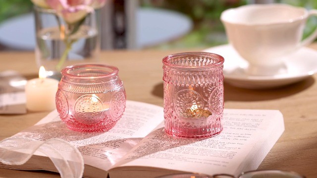Amazon.com: DARJEN 24Pcs Pink Votive Candle Holders- Glass Candle