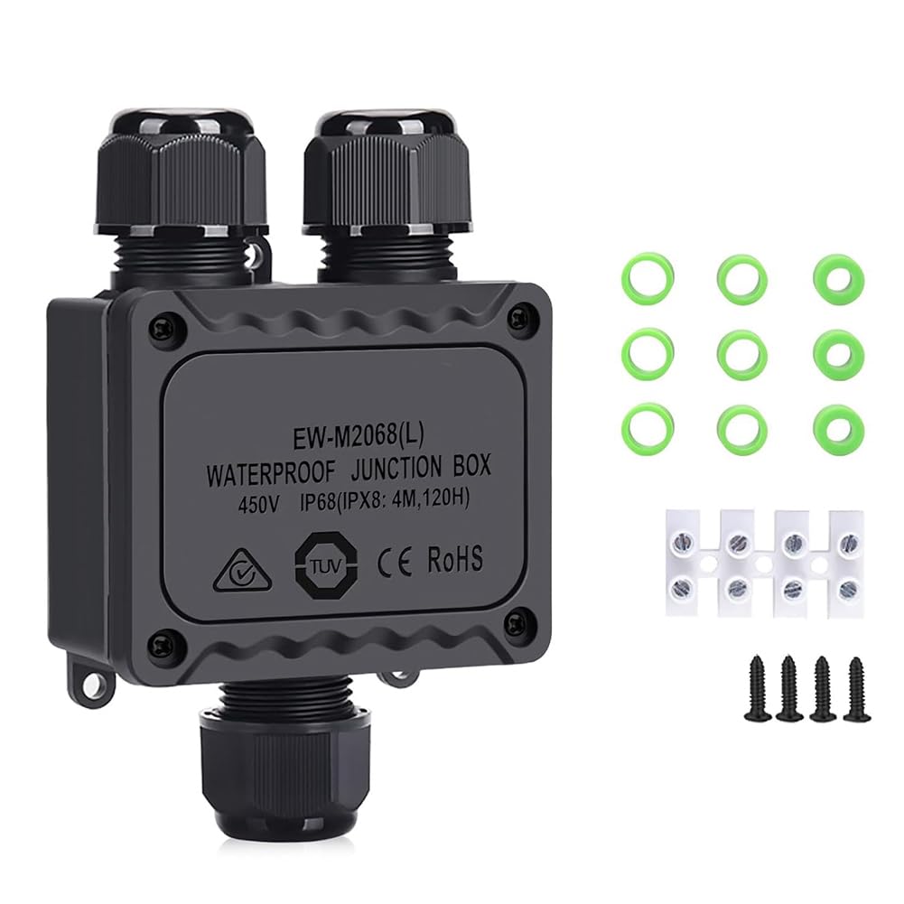 Littimoon Outdoor Waterproof Junction Box, 3 Way Plug Line Plastic External Electrical Box,Electric Power Cord Boxes