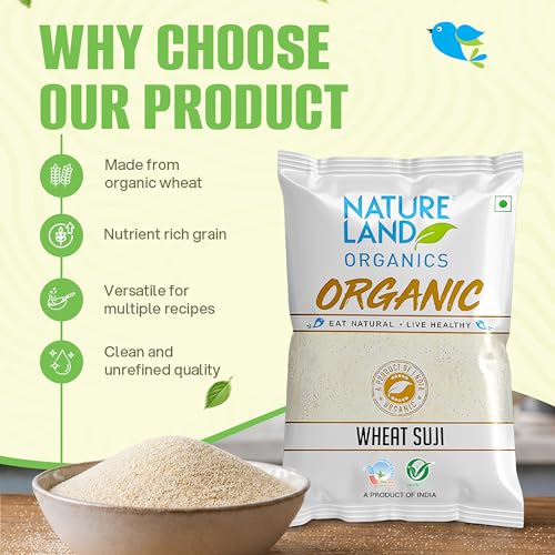 Image of Natureland Organics Wheat Suji /Sooji 500 Gm - Organic Sooji