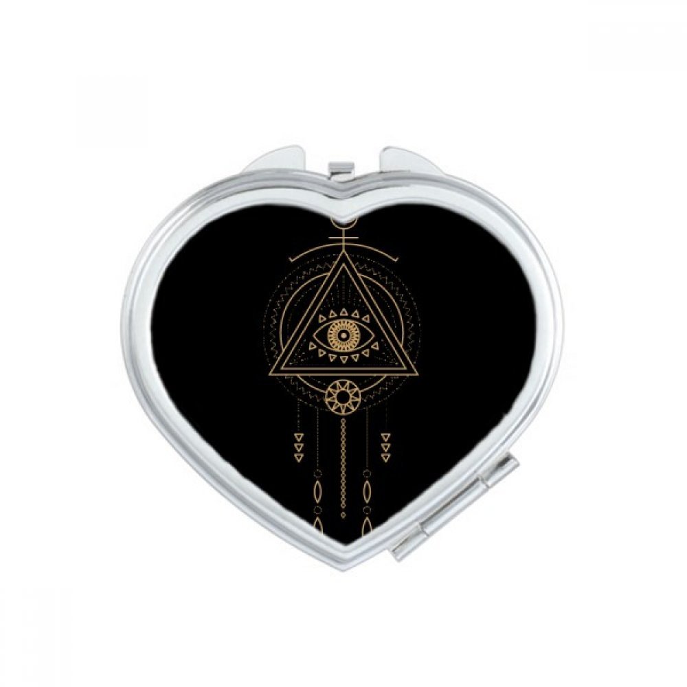 Miroir compact géométrie totem cœur multicolor pour sac à main et retouche