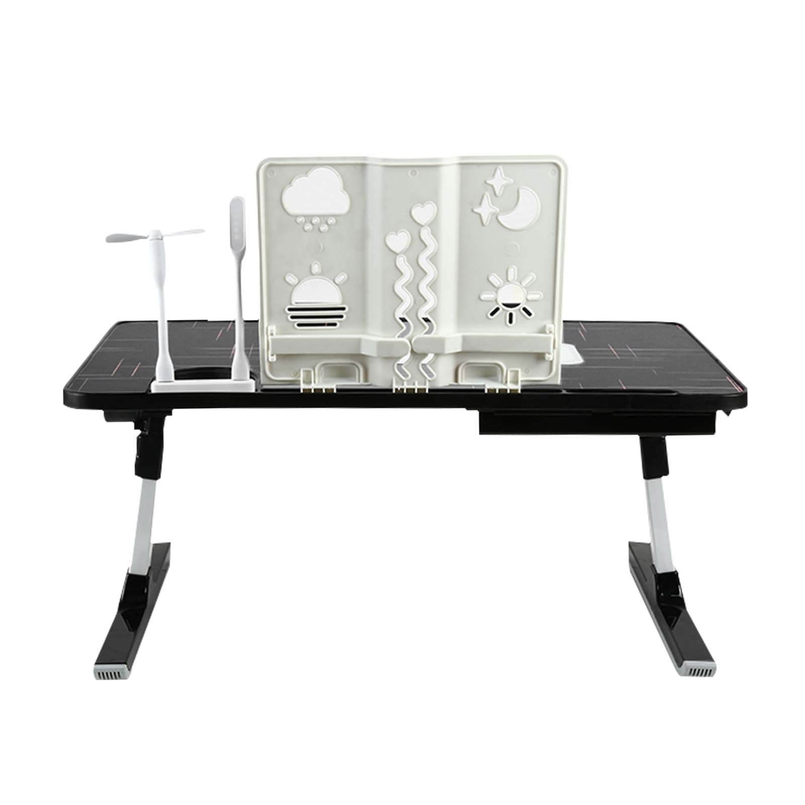 Mesa para ordenador portátil ajustable, plegable, soporte para ordenador portátil, soporte multifuncional con ventilador, puerto USB, 60 x 40 x 40 cm (Negro)