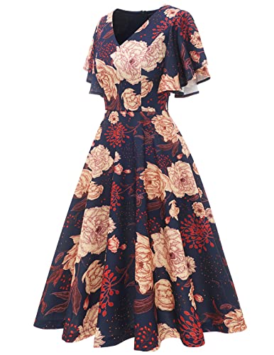 Image of Bridesmay Women's Formal Wedding Guest Dress for Women 2026 Short Sleeve Fit and Flare Tea Party Dresses