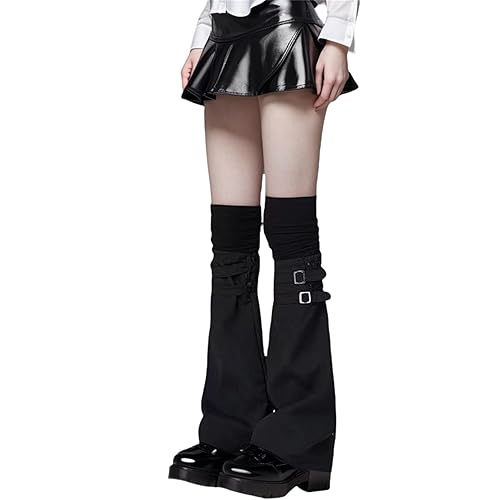 HeiBai Xiong Goth Leg Warmers Women Y2K Harajuku Punk Grunge Emo Scenecore Alt - Black 5