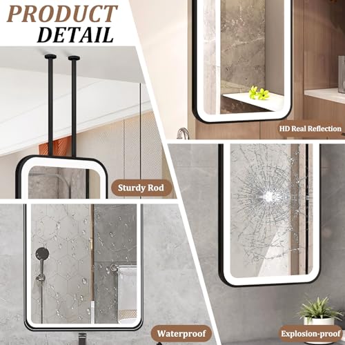 Miroir de plafond en métal haut de gamme et son éclairage LED modulable - 4