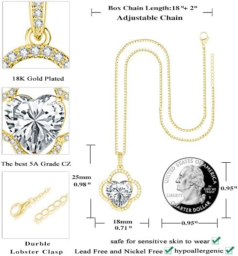 Clover Necklaces for Women Gold 14K /18K Gold/White /Rose Gold with Dainty Clover Pendant Heart Birthstone Necklace Wedding Anniversary Birthday Christmas Gifts for Wife Her Mom Everyday Jewelry - Image 4