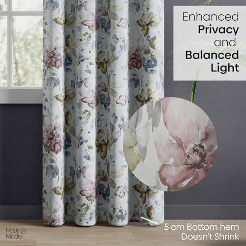 Image of haus & kinder Blackout Door Curtains 7 Feet Long Pack of 2 Door Curtains, 7 Feet Curtains for Door, 70% Room Darkening (Petal Poetry Printed, 114x213 CM)