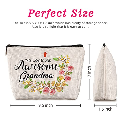 Java Wood Grandma Birthday Gifts This Lady Is One Awesome Grandma Travel Zipper Makeup Bag Great Grandma Gift Funny Cosmetic Bag,Grandmother Christmas Gifts From Grandchildren,Xhzb-02 #TOP3
