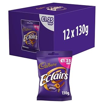 Cadbury Eclairs Chocolate Bag 130g x 12 Bags - Imported from UK/Britain/England