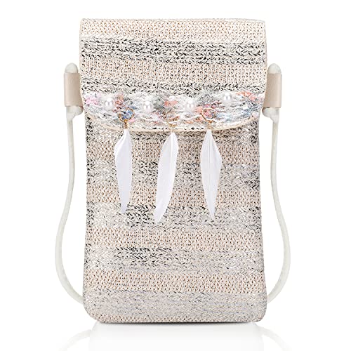 Soleebee Handy Umhängetasche Geflochtener Boho PU Leder Handytasche Damen...