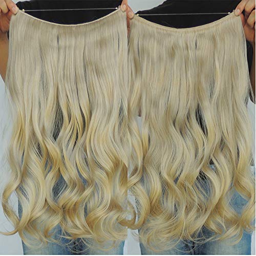 Secret Halo Hair Extensions Pieces Flip in Curly Wavy Hair Extension Synthetic Women Hairpieces (20 Inch (Pack of 1), # Ash Blonde Mixed Bleach Blonde)
