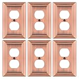 Dyekou Metal Wall Plate for Electrical Outlets, Decorative Antique Copper Switch Plates Outlet Cover, Light Switch Cover Plate, 1-Gang Wall Plates (Duplex Outlet, 6 Pack)