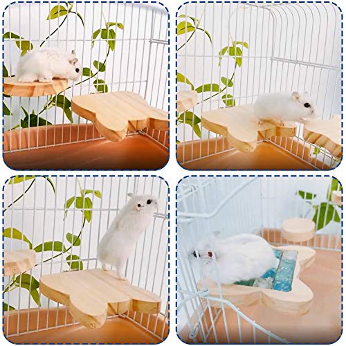 Image of 5 Pcs Hamster Cage Platform Set, Wooden Chinchilla Stand Board Pet Rest Platform with Screw Nut Washer Cage Accessories Cage Platform for Small Animal Pet Birds Parrots Gerbils