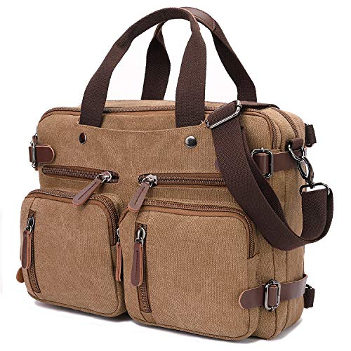 Convertible Laptop Backpack 17.3 Inch Messenger Bag for Men/Women(Coffee)