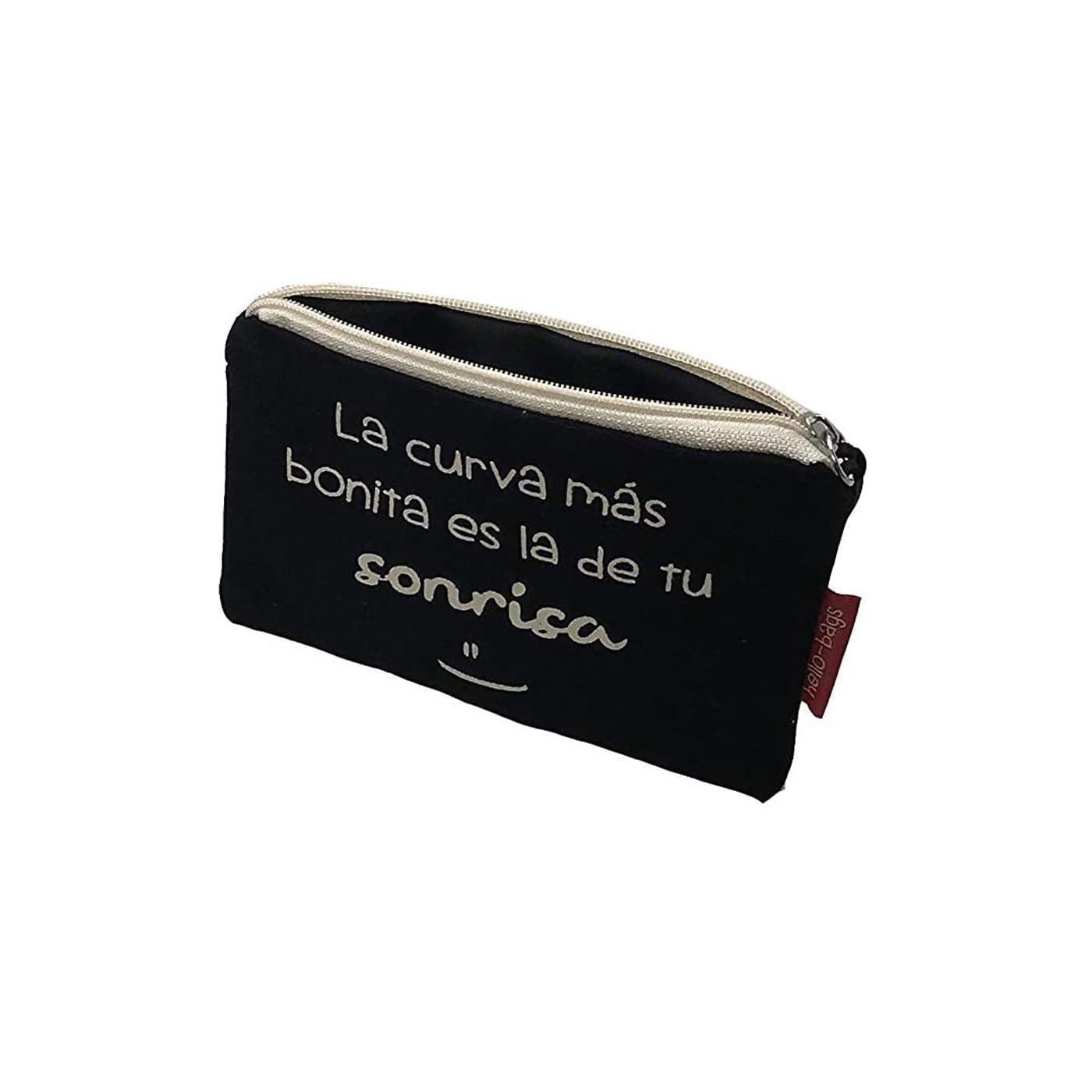Bolso Monedero Billetero Tarjetero La Curva Cremallera Forro Interior Crudo Negro 14x10 cm
