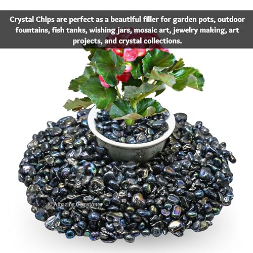 Image of Amazing Gemstone Titanium Aura Quartz Crystal Chips Aquarium Gravel Rocks - Bulk Fish Tank Gravel, Small Tumbled Stone Chips and Tiny Crystals for Decoration (Natural AAA Grade)