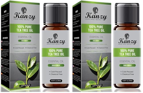 Kanzy Aceite de Árbol de Té 10ml Tea Tree Oil Perfecto Tratamiento para Cara, Cuerpo, Piel y Cabello Aceite Esencial Árbol de Té (Paquete de 2)