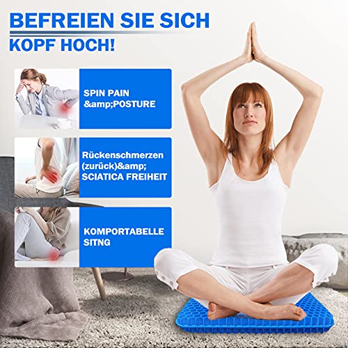 Image of Gel Cushion Orthopaedic Upgraded Seat Cushion Office Chair Breathable with Non-Slip Cover Gel Seat Cushion for Wheelchair Cushion Car Office Home
