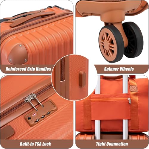 Image of Cosbarn Carry On Luggage Sets 3 Piece, 20 Inch Luggage 22x14x9 Airline Approved with Wheels and TSA Lock, ABS Lightweight Hardshell Travel Suitcase Set with Duffel Bag Travel Bag for Men Women