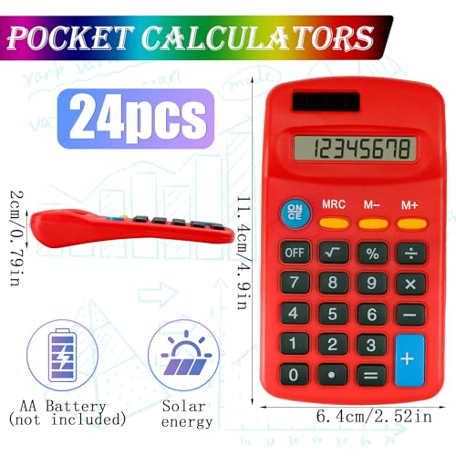 Calculadoras de bolsillo Blcculi lote de 24 con batería solar para evitar quedarse sin energía 2