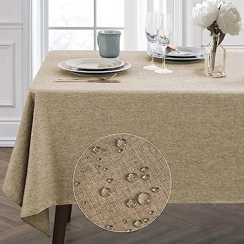 Jucfhy Rectangle Table Cloth,Linen Tablecloth Heavy Duty Fabric,Stain Resistant,Water Resistant Washable Table Cloths,Decorative Oblong Table Cover For Kitchen,Holiday(60X120 Inch,Flax Linen) #TOP13