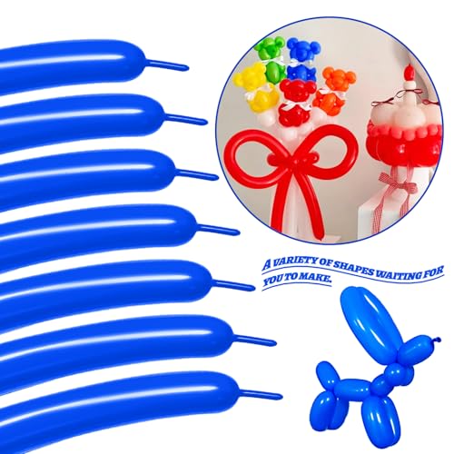 Image of LXZFCRG 260 Blue Balloons, 100pack Thickening Skinny Latex Long Balloons for Balloon Animals Balloon Garland Twisting Balloon Modeling Birthday Party (Blue)