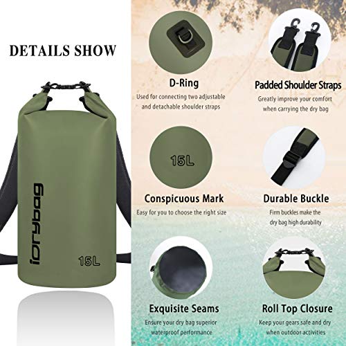 Image of IDRYBAG Dry Bag for Kayaking Waterproof 2L /5L /10L /15L /20L, Small Dry Sack Waterproof Bag for Boating