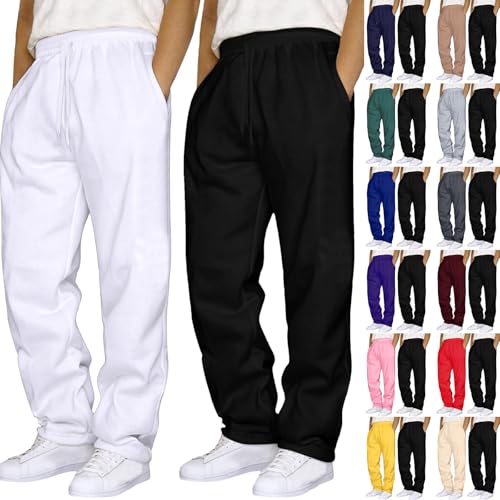 2 Pack Mens Sweatpants Baggy Running Sports Pants Loose Casual Trousers Elastic Waist Drawstring Jogger Sweatpants